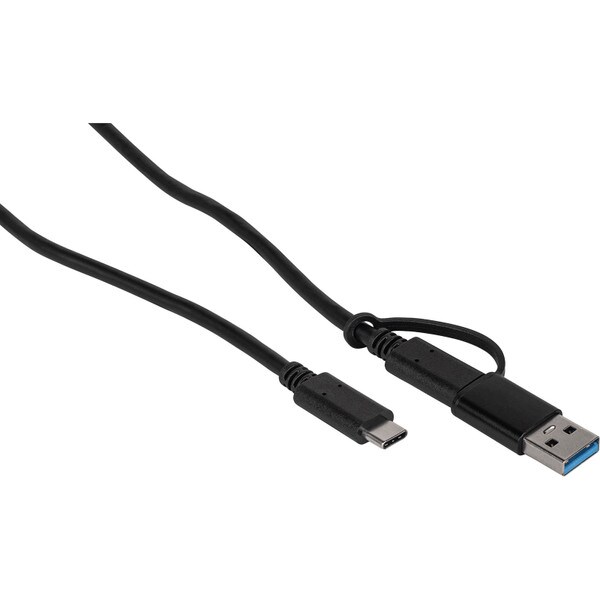 Main product image for USB-C to USB-C cable with USB-A 3.0 Adapter Black 1m130-655